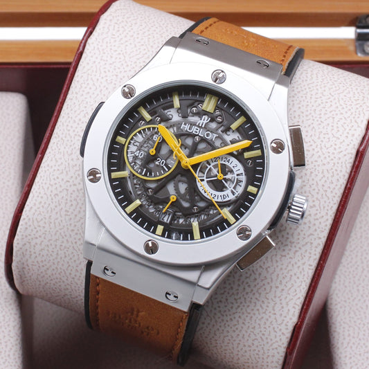 HUBLOT THE PREMIUM QUALITY WATCH JUST ARRIVED WITH 1 YEAR SERVICE WARRANTY| HUBLOT MEN 998535