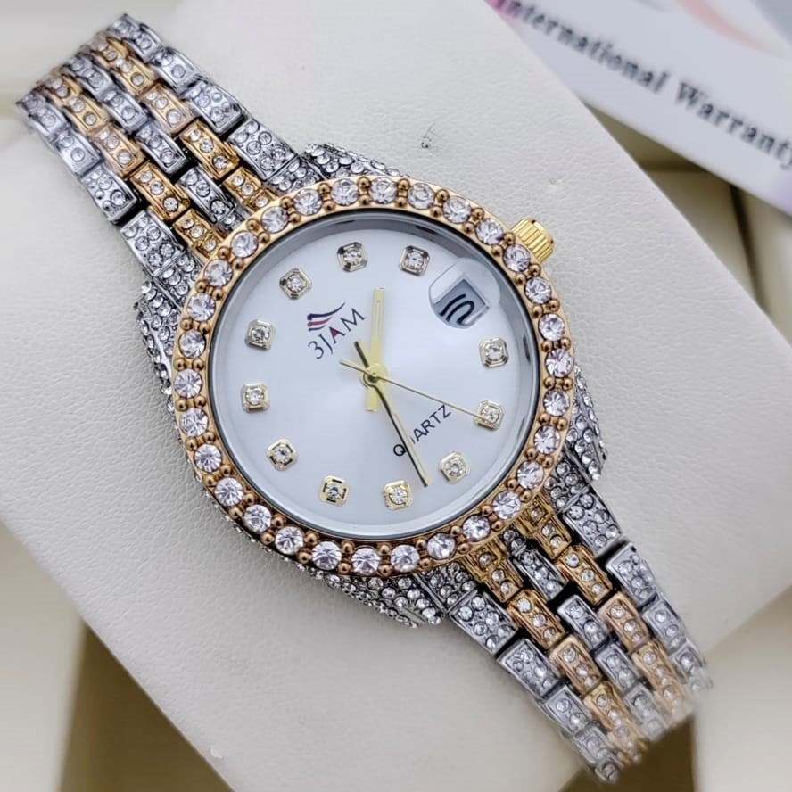 FULL BODY STONE LUXURY WATCH FOR LADIES WITH 1 YEAR SERVICE WARRENTY | QUEEN 005