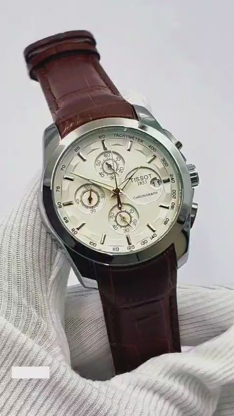 TISSOT CHRNOGRAPH POWERFUL LEATHER  STRAP  WATCH VERY HIGH QUALITY NEW ARRIVAL | TISSOT T 155531