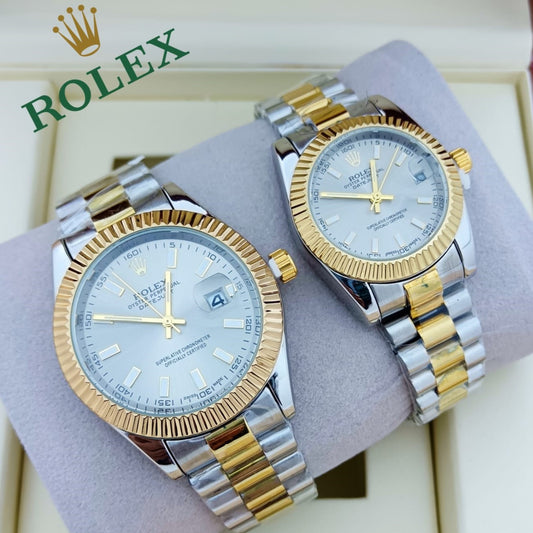 ROLEX COUPLE WATCH UNIQUE DESIGN AND EXCELLENT QUALITY WITH 1 YEAR SERVICER WARRANTY| ROLEX COUPLE 527441