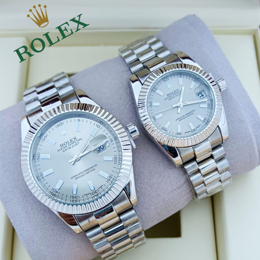 ROLEX COUPLE WATCH UNIQUE DESIGN AND EXCELLENT QUALITY WITH 1 YEAR SERVICER WARRANTY| ROLEX COUPLE 527444