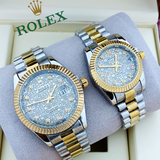 ROLEX COUPLE WATCH UNIQUE DESIGN AND EXCELLENT QUALITY WITH 1 YEAR SERVICER WARRANTY| ROLEX COUPLE 527431