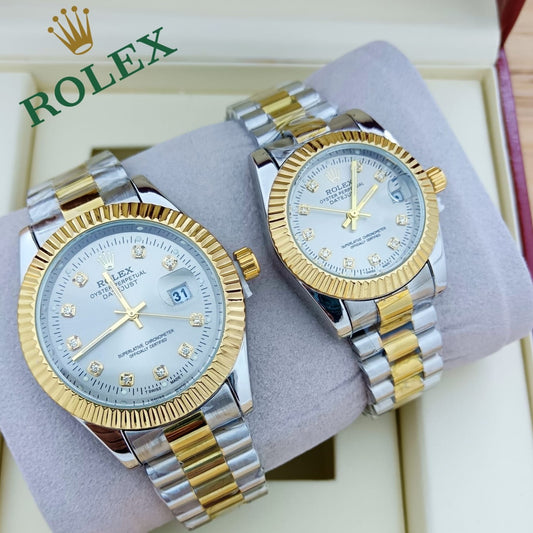 ROLEX COUPLE WATCH UNIQUE DESIGN AND EXCELLENT QUALITY WITH 1 YEAR SERVICER WARRANTY| ROLEX COUPLE 527436