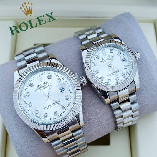 ROLEX COUPLE WATCH UNIQUE DESIGN AND EXCELLENT QUALITY WITH 1 YEAR SERVICER WARRANTY| ROLEX COUPLE 527438