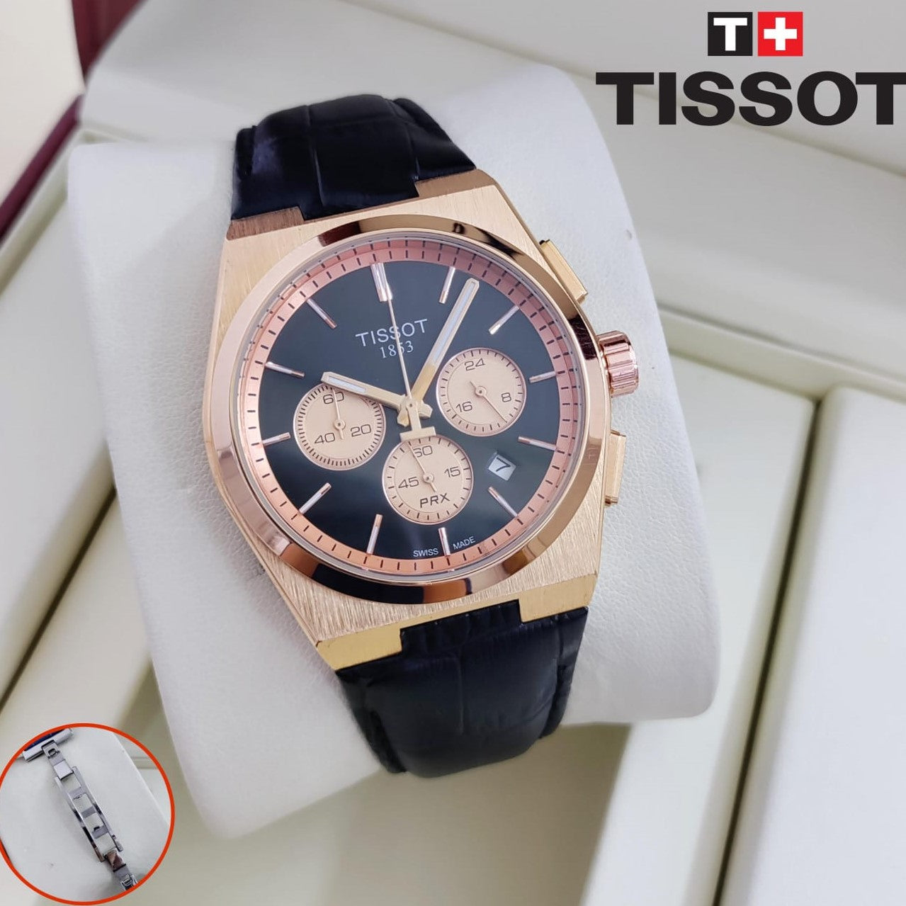 TISSOT CHRNOGRAPH  ORIGINAL LEATHER STRAP 2 YEARS WARRANTY| TISSOT LEATHER 199032