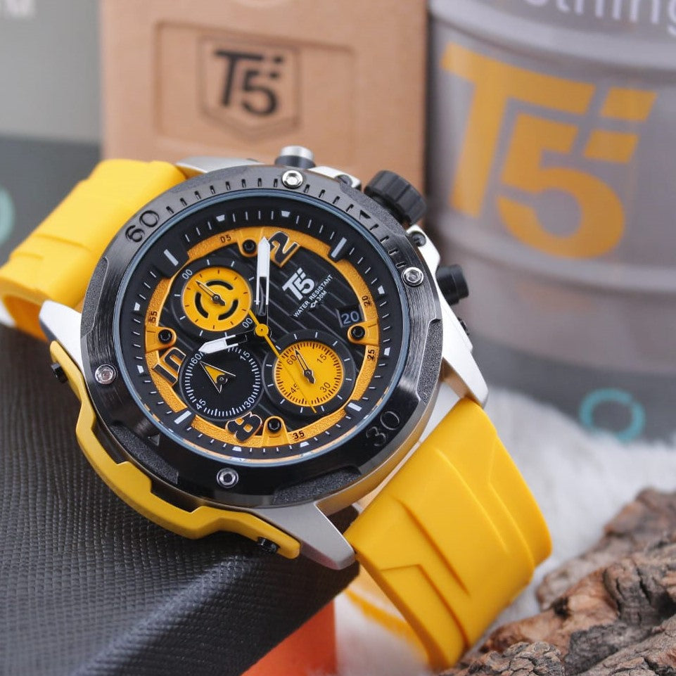 Chronograph function watches, water resistance 30 m with a unique design and excellent quality plus 2years world wide guarantee| T5 CHRNO 57553