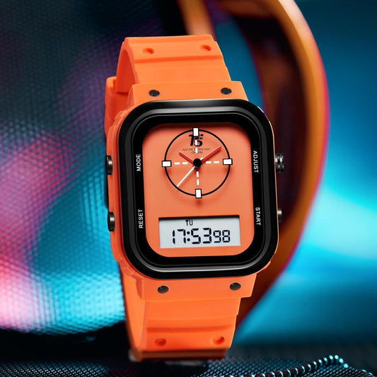DUAL TIME STOP WATCH WITH RUBBER STRAP VERY HIGH QUALITY 3 YEARS WARRENTY|  T5 DUAL 32443
