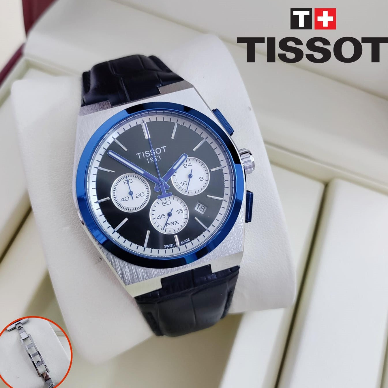 TISSOT CHRNOGRAPH  ORIGINAL LEATHER STRAP 2 YEARS WARRANTY| TISSOT LEATHER 199036