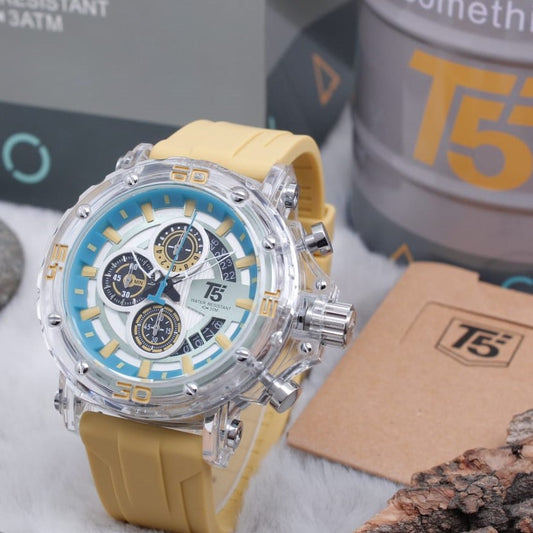 Chronograph function watches, water resistance 30 m with a unique design and excellent quality plus 2years world wide guarantee| T5 CHRNO 57560